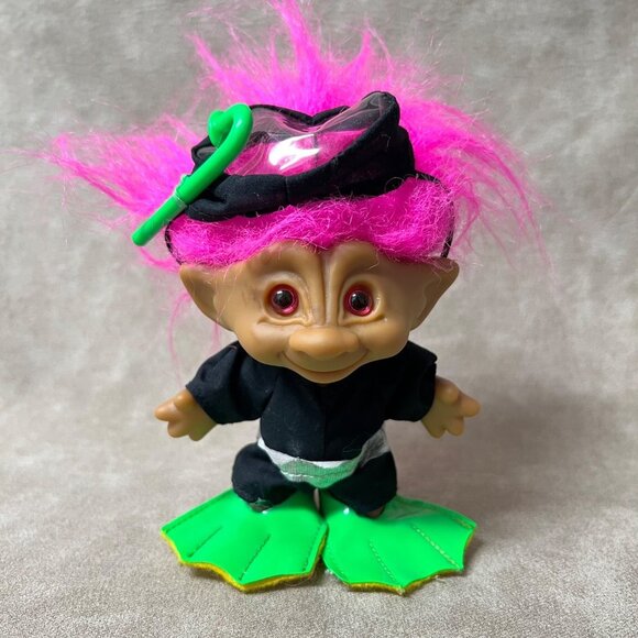 Russ Other - Vintage ACE Novelty 5.5" Scuba Diver Snorkel Melon Hair Troll Doll